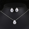 Fashionable accessory for bride, pendant, necklace and earrings, jewelry, set, European style, with gem