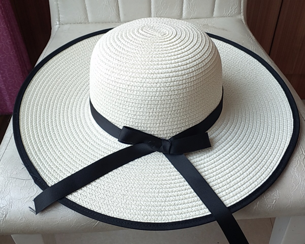 40cm sombrero de paja sombrero de playa de verano para mujeres con檐 plano de protección solar versátil sombrero de sol de playa