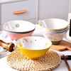 Japanese -style ceramic double -eared soup noodle bowl home bucket bowl noodle noodle noodle ramen bowl retro fruit salad bowl