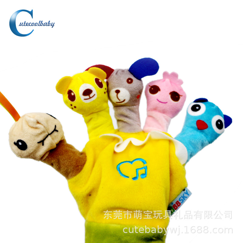 熱銷外貿卡通手指偶手偶毛絨玩具現貨廠家接受訂制手指偶