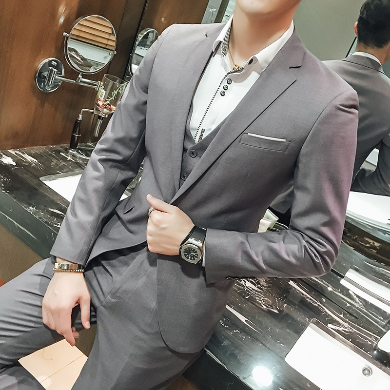 Primavera negro negocio slim fit traje de los hombres traje profesional formal desgaste de tres piezas traje chaqueta ropa de trabajo