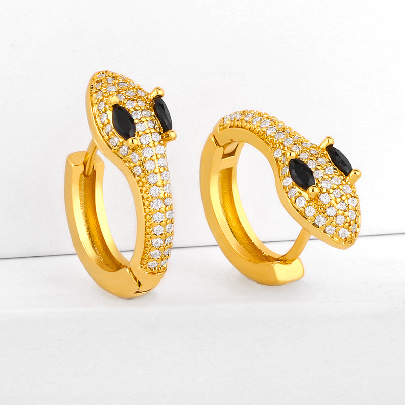 New Fashion Exaggerated Snake Earrings Diamond Stud Earrings Wholesale display picture 3