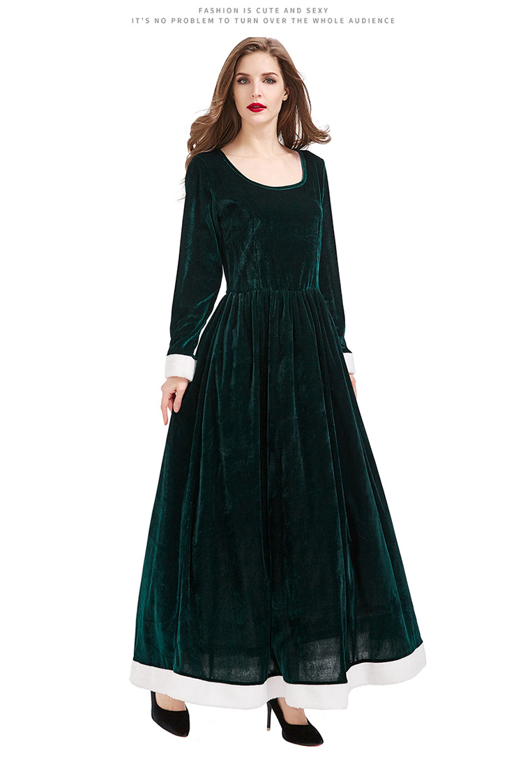 Two-Color Short Shawl Long Christmas Dress NSPIS79052