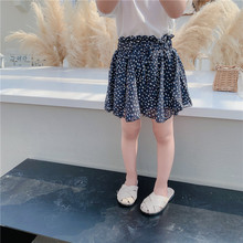 童裙 2020夏季新款韩版女童满印蓝点豹纹裙裤