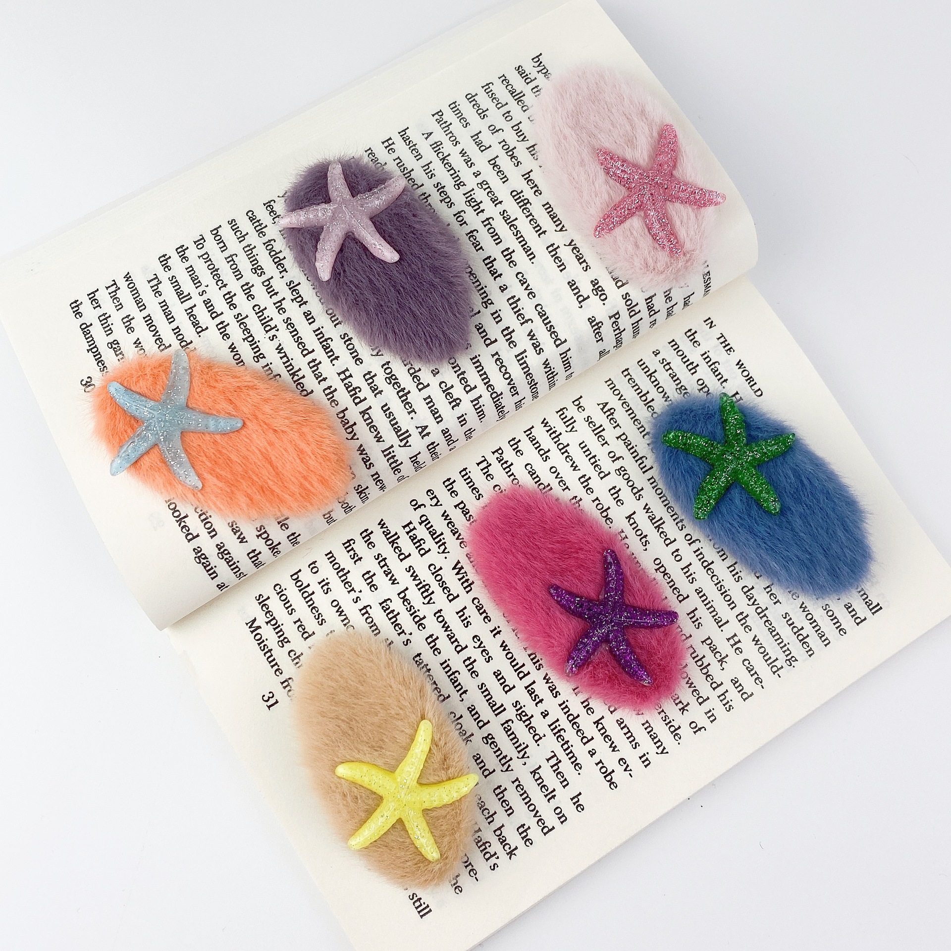 Korean Plush Starfish Candy Color Hairpin display picture 2