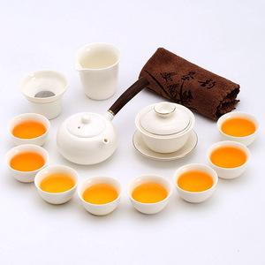纯白瓷功夫茶具套装中式家用德化羊脂玉办公陶瓷泡茶壶茶杯盖碗