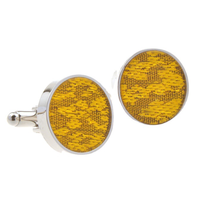 Round inlaid stone cloth pattern cufflinks, simple and fashionable cuffings trendy cufflinks for men