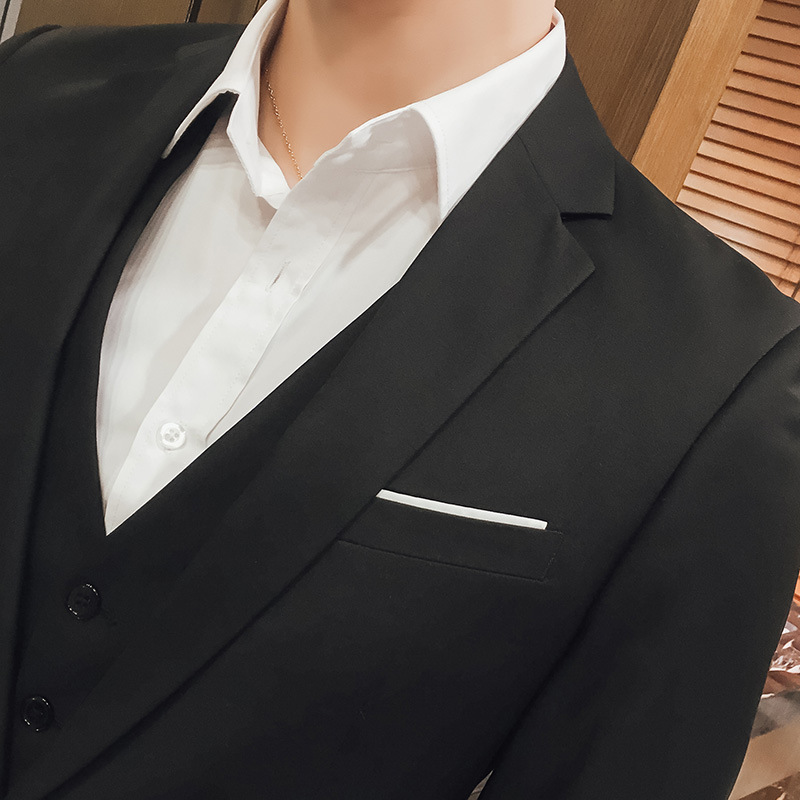 Traje casual de primavera estilo británico de los hombres de estilo coreano SLIM-Fit de moda guapo Chaqueta de traje de tres piezas