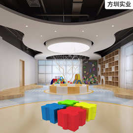 厂家直销儿童乐园定制玻璃钢益智幼儿拼图休闲拼图座椅儿童家具凳