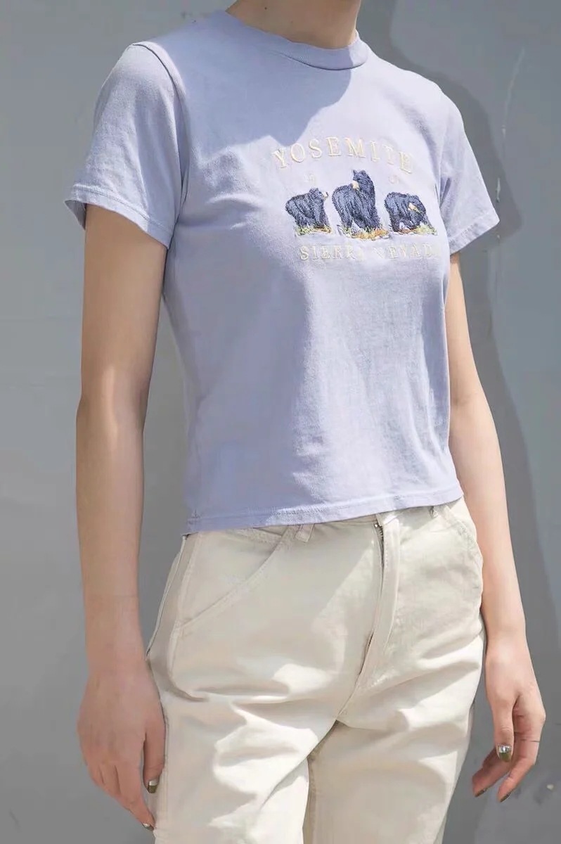 Camiseta con bordado de oso suelto de moda NSAC13930