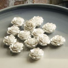 韓國復古法式優雅白仿珍珠樹脂玫瑰花珠光立體花DIY耳環配件材料