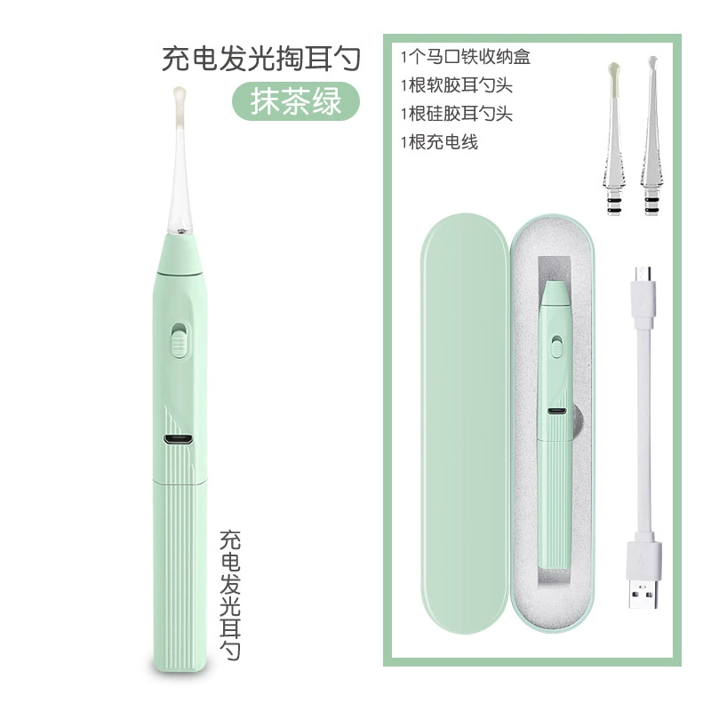 Children's glowing silicone ear picking for home use, set, 3 pieces