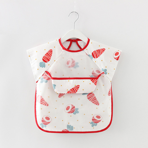 Summer thin children's smock pure cotton waterproof short-sleeved reverse dressing baby eating clothes apron children's bib protective clothing