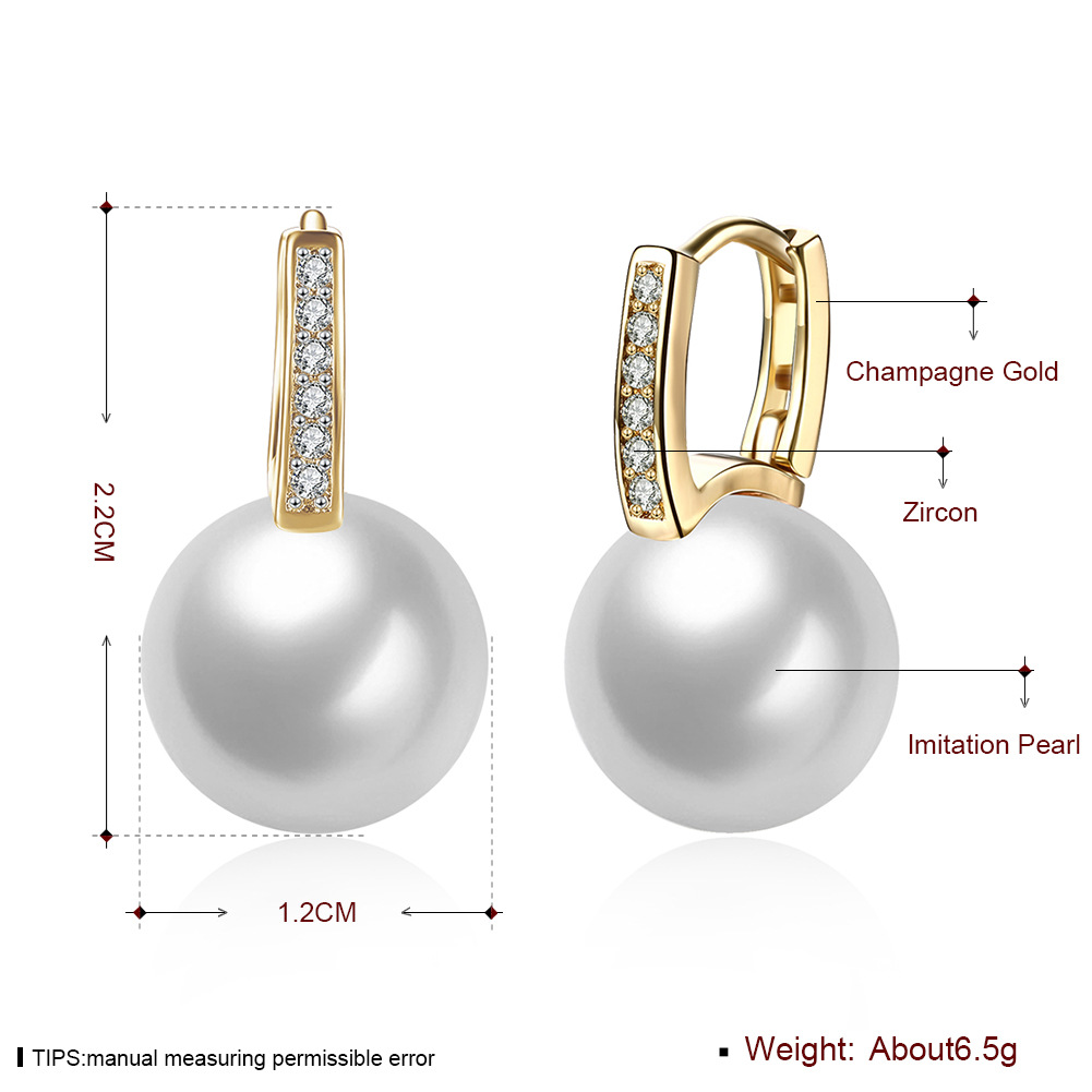 Retro Geometric Alloy Inlay Artificial Pearls Zircon Women's Earrings 1 Pair display picture 2