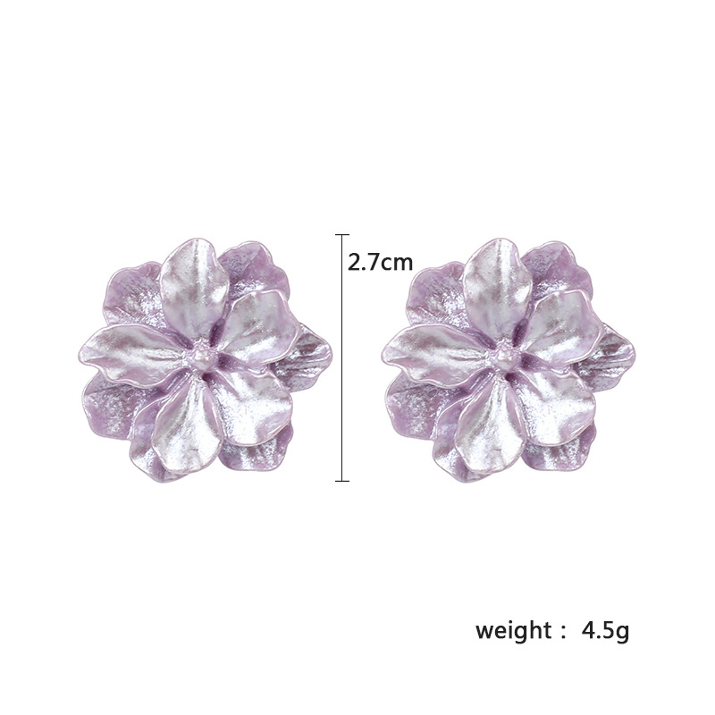 7g Weight Earrings, Ear Studs Classification Wedding, Travel Occasion Flower Pattern Women'S Gender Simple Style Style Purple Color Purple Resin Three-dimensional Flower Earrings Trendy Fashion Forest 925 Silver Needle Earrings Wholesale Nihaojewelry 无