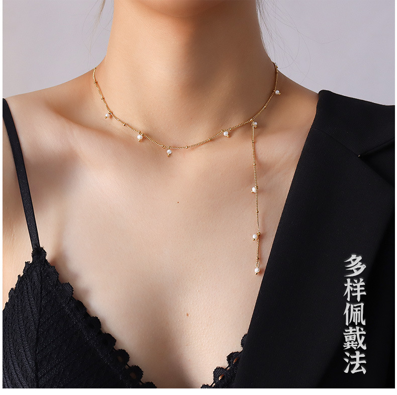 Fashion Y-shaped Tassel Long Sweater Chain Necklace display picture 1
