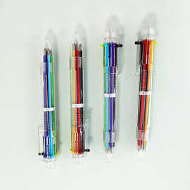 日韩式创意可爱卡通多色圆珠笔 多功能按动彩色个性油笔文具6色笔