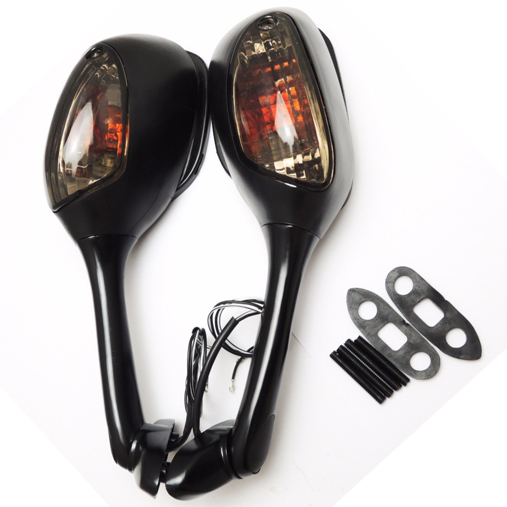 Espejo retrovisor de la motocicleta con reflector de luz LED adecuado para Suzuki GSXR600 espejo retrovisor del coche deportivo con luces dobles