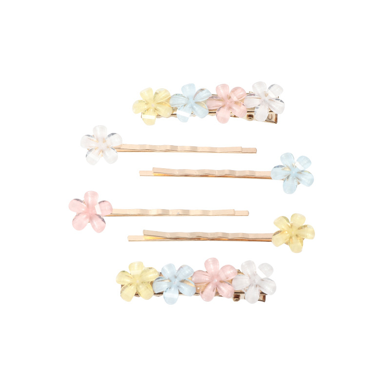 Sweet Crystal Flower Hairpin Candy Color Bear Side Clip Set Wholesale Nihaojewelry display picture 11