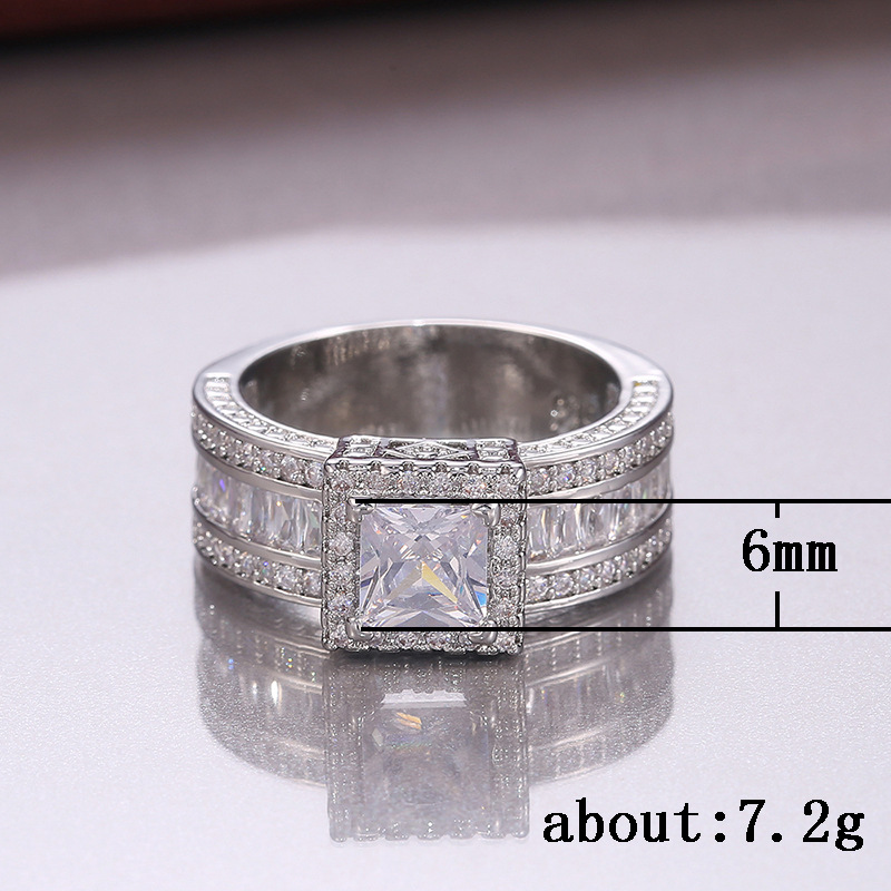 Fashion New Flash Diamond Square Women's Engagement Copper Ring Wholesale display picture 1