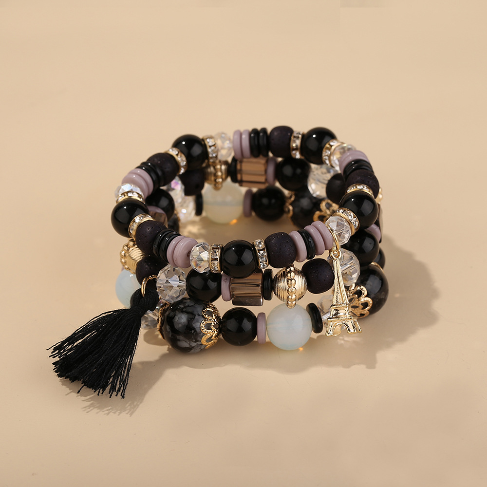 80g Weight Bracelets Classification 1 Piece Quantity Holiday, Travel Occasion Artificial Crystal, Glass Material Colorful Pattern Women'S Gender Beaded, Tassel Design Ethnic Style Style Ethnic Style Colorful Arylic Artificial Crystal Glass Beaded Bracelets Wholesale 2