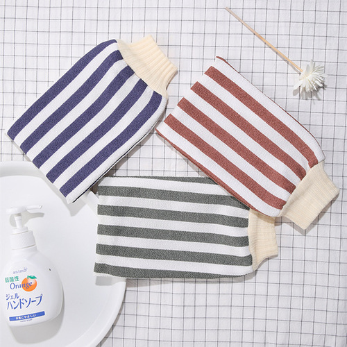 Bathing artifact vertical strip bathing and bathing gloves double-sided powerful decontamination mud striped bath towel scrubbing bath towel