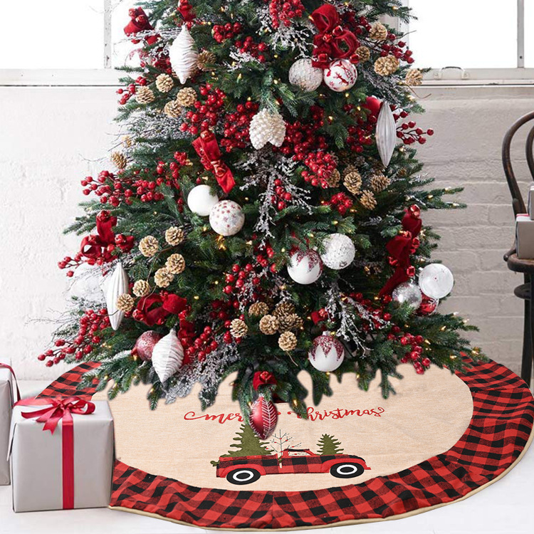 Jupe D&#39;arbre De Noël Tissu À Carreaux Fond D&#39;arbre De Noël Habiller Tablier D&#39;arbre display picture 1