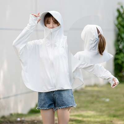 250斤加大码女装大弹力防晒服女胖MM2020夏装防晒衣有帽檐款57305|ru