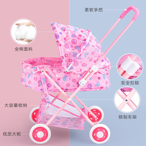 Cross-border large toy stroller baby thickened stroller with doll play house toys girls children's kindergarten