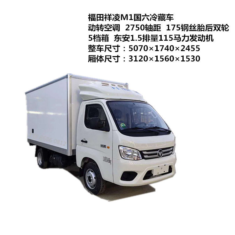 Wenzhou 4,2 metros furgoneta frigorífico Futian Xiangling M1 precio de la fábrica de vehículos frigoríficos azules