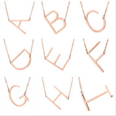 Manufactor Explosive money Europe and America Metal alphabet Necklace Simplicity 26 letter Clavicle chain Versatile Confidante DIY Necklace wholesale