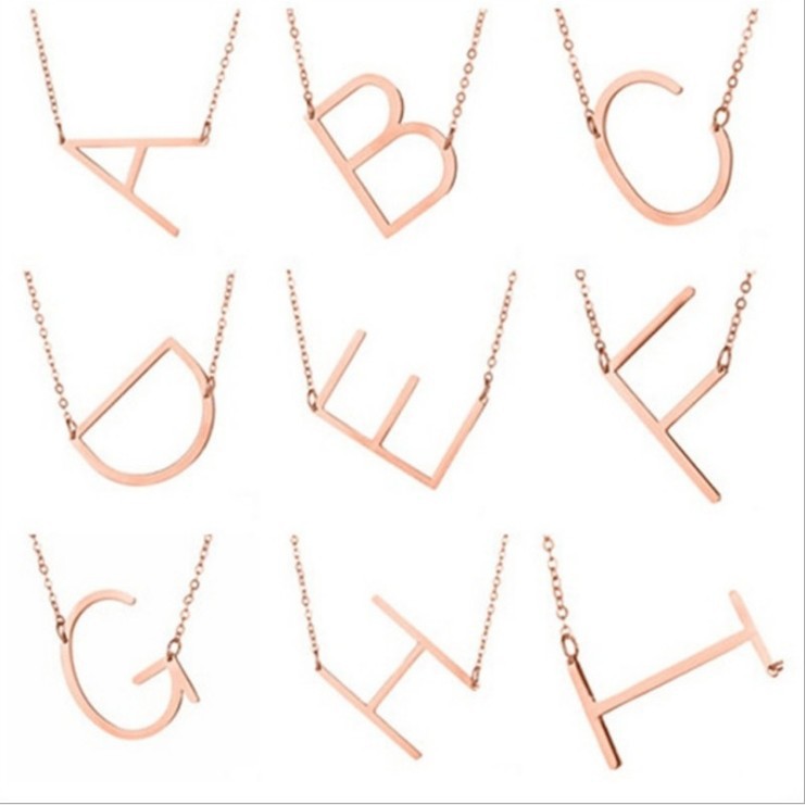 Manufactor Explosive money Europe and America Metal alphabet Necklace Simplicity 26 letter Clavicle chain Versatile Confidante DIY Necklace wholesale