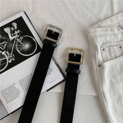 New women's belt square buckle versatile student fashion belt trendy decorative trouser belt supply