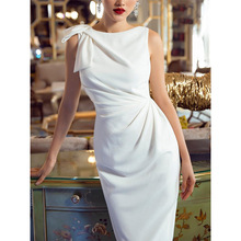 轻奢白色无袖连衣裙法式高端名媛气质设计感小众裙子轻熟风小白裙