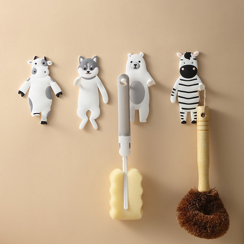 Cute animal-shaped fun hooks with reusable hands and feet bendable sticky hooks for wall decoration hooks behind the door