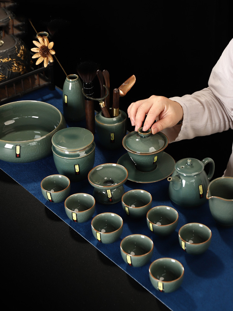 Juego de té de horno qingjian juego de té de horno Kung Fu juego de horno Ge set de hielo grieta té ceremonia cubierta tazón tetera taza conjunto