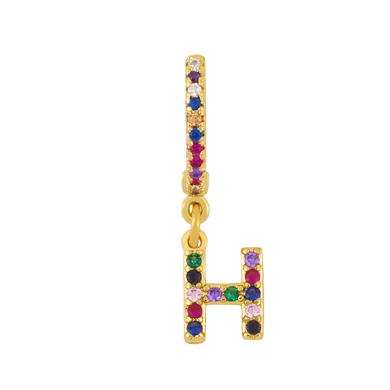 Clip Boucles D&#39;oreilles 26 Boucles D&#39;oreilles Alphabet Micro-set Couleur Zircon Alphabet Clips D&#39;oreilles Femmes display picture 29