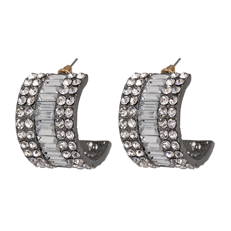 Fashion C Shape Diamond Alloy Acrylic Earrings Ear Studs display picture 10