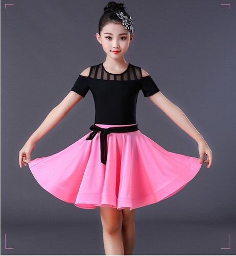 Latin dance dresses for girls kids pink white children ballroom latin dance uniforms students professional ballroom salsa dance costumes for kids