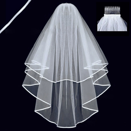 Wholesale bridal veil double-layered edge 1.5 veil wedding dress accessories wedding veil manufacturer cross-border