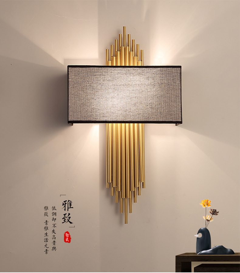 Schwarz Gold Wandleuchte LED Designer Wandleuchte Schlafzimmer Hotel Korridor Dekoration Treppe Bett Seitenleuchte Einfache Wandleuchte Licht – Detail 5