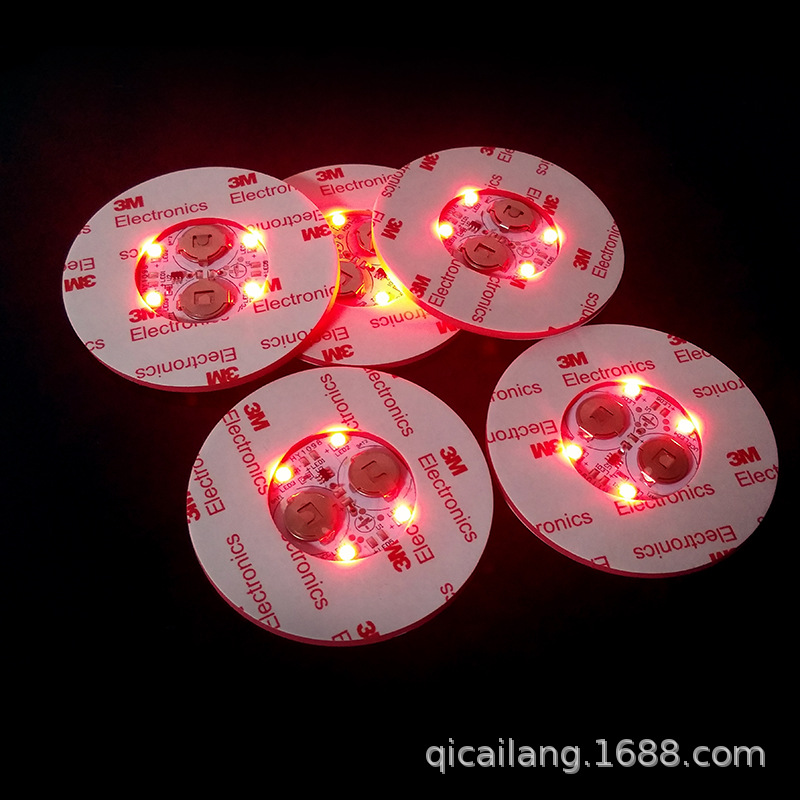厂家批发闪光瓶贴 新款LED超薄发光杯贴 酒瓶贴闪光杯垫 (