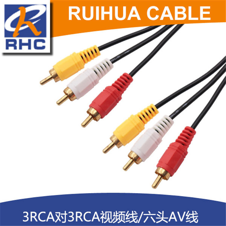 厂家直销 1.5米三对三AV线镀金色头 电视音箱视频音频线3对3RCA