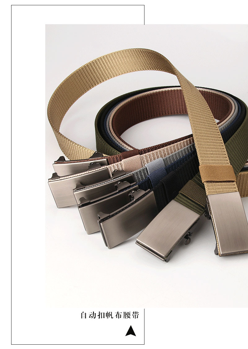 New  Automatic Buckle Business Casual Belt Nylon Canvas Casual Breathable Belt display picture 10