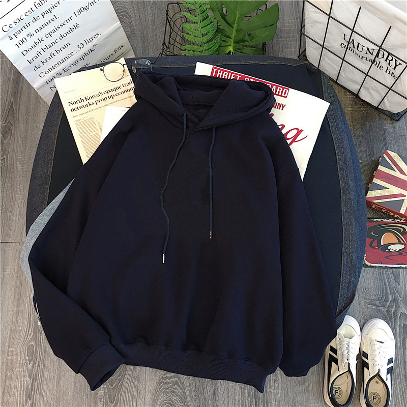 Entrega de una pieza Otoño e Invierno Comercio exterior ropa de mujer forrada con capucha engrosada suéter de color sólido jersey de manga larga abrigo amarillo al por mayor