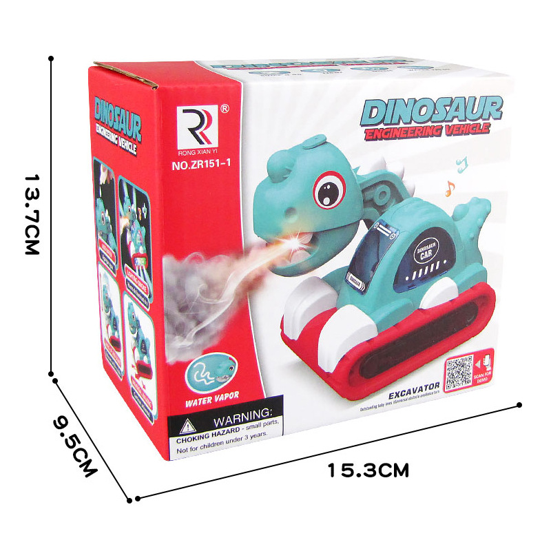 Tiktok aerosol eléctrico dinosaurio vehículo de ingeniería mezcla cemento modelo coche Universal Light Music juguete para niños