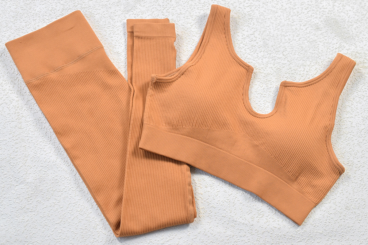 Seamless Knitted Sexy Sports Vest PantsYoga Clothes Fitness Suit in Sports Sets