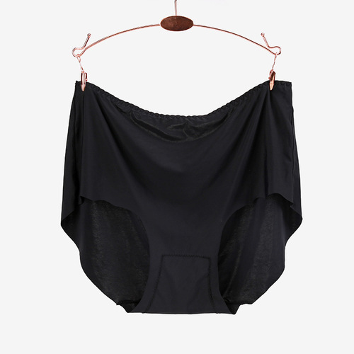 One piece drop shipping large size 200 pounds seamless underwear for women ice silk mid-high waist solid color cotton triangle breathable quick-drying summer