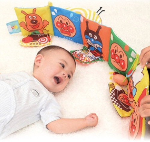 Baby cloth rattling paper picture album cloth book washable teething tape book bed fence car hanging toy