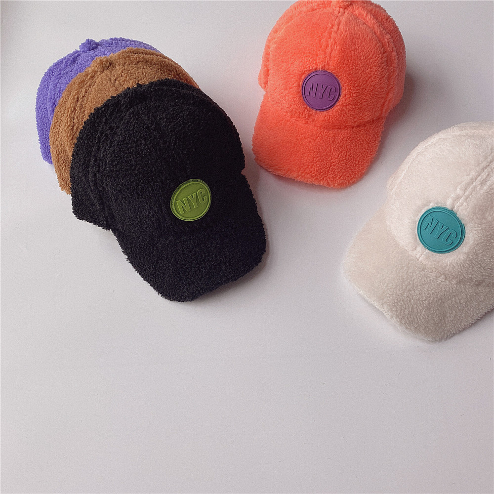 Children's Fleece Solid Color Baseball Cap display picture 9